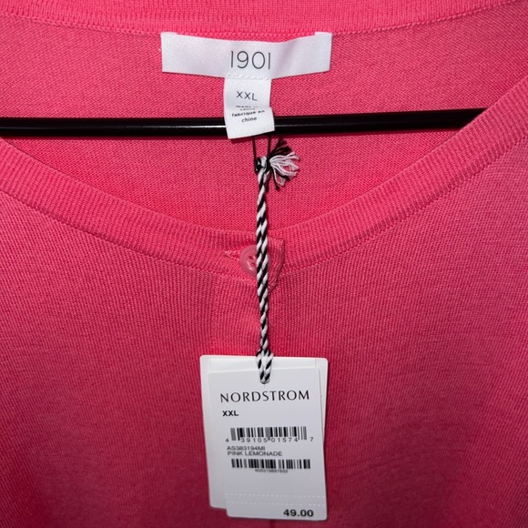 1901 -NWT- Button-Down -3/4 Sleeve Lightweight Cardigan/Sweater - Pink Lemonade - Picture 4 of 4